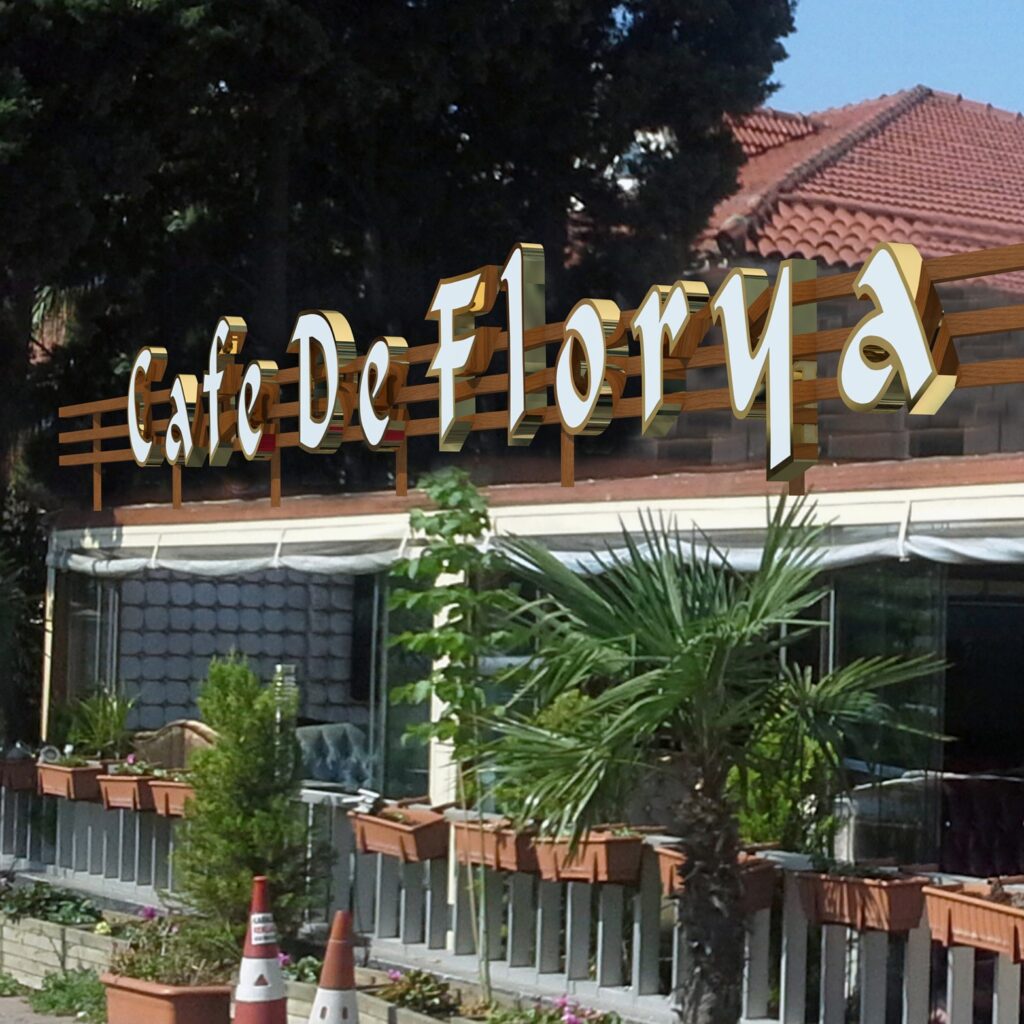Cafede florya isikli kutu harf tabela