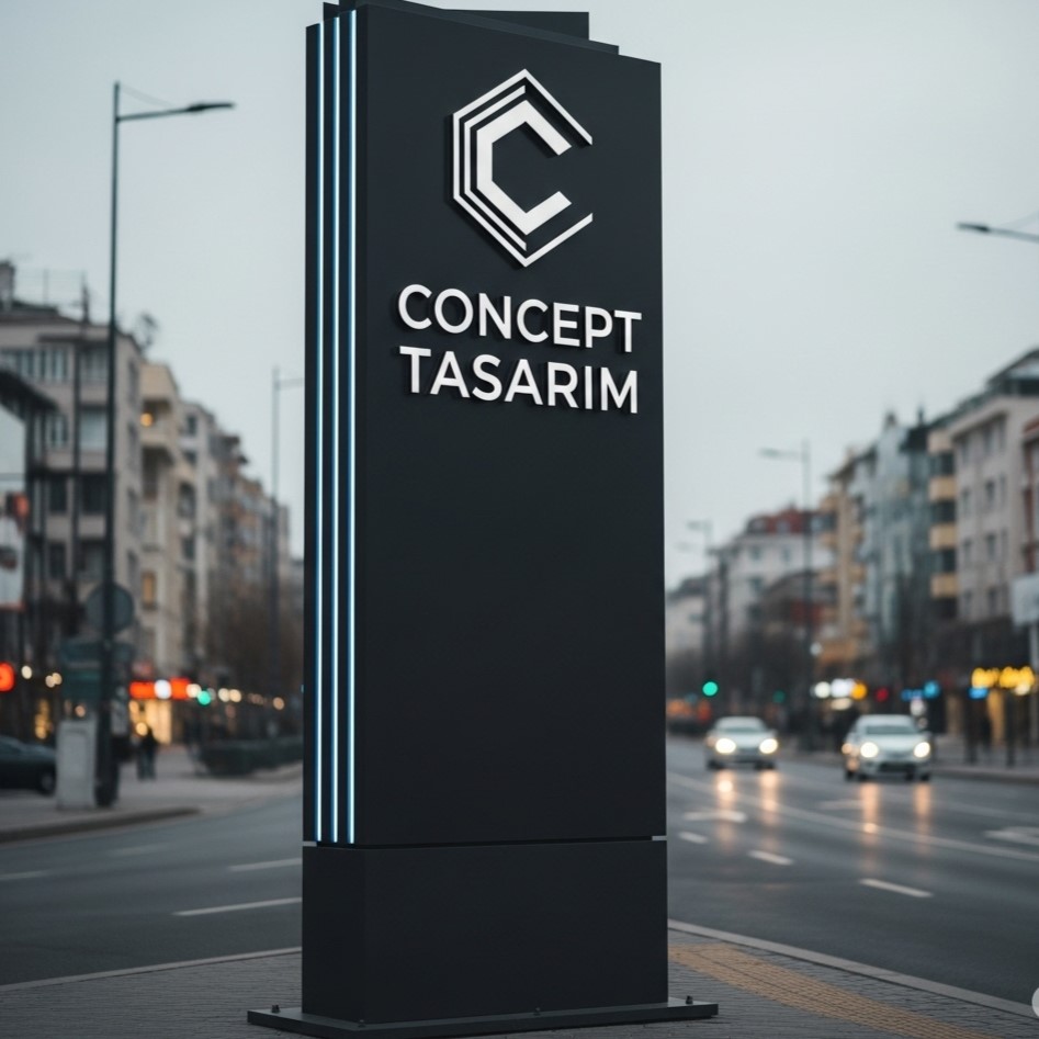 Concept pilon tabela modeli siyah zemin isikli harf