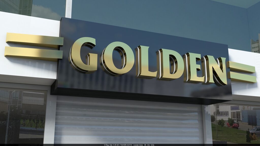 Golden paslanmaz kutu harf