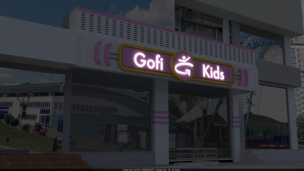 Çocuk markası mağaza cephe tasarımı – Gofi Kids Laleli