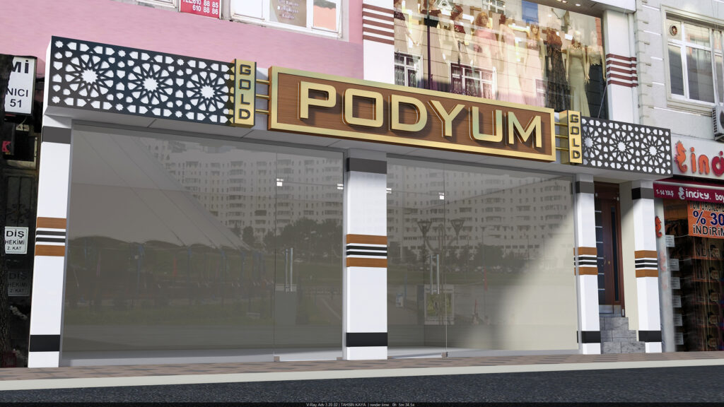 Esenler Gold Podyum için modern ışıklı tabela uygulaması