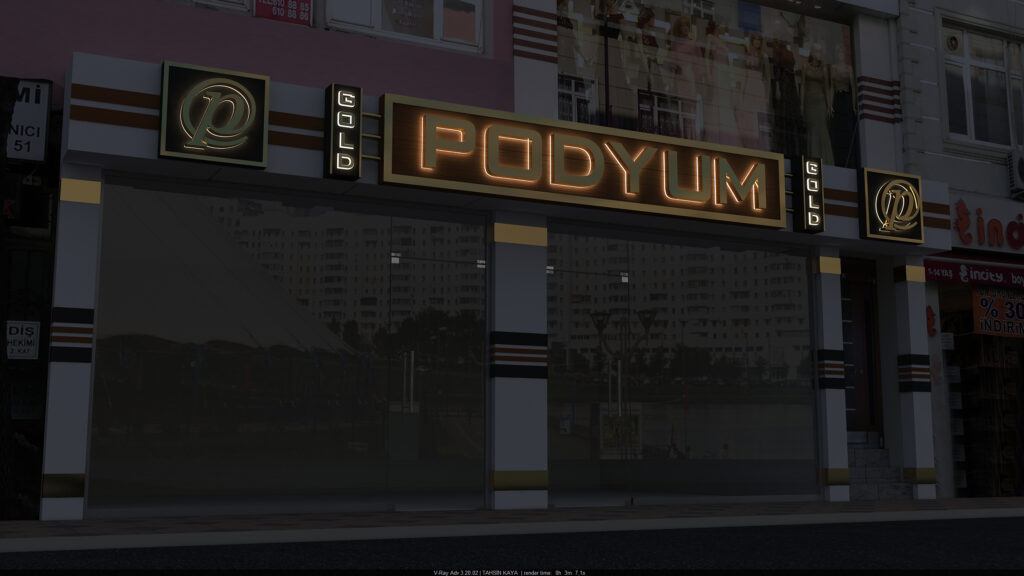 Siyah kompozit panel üzerine altın paslanmaz harfler