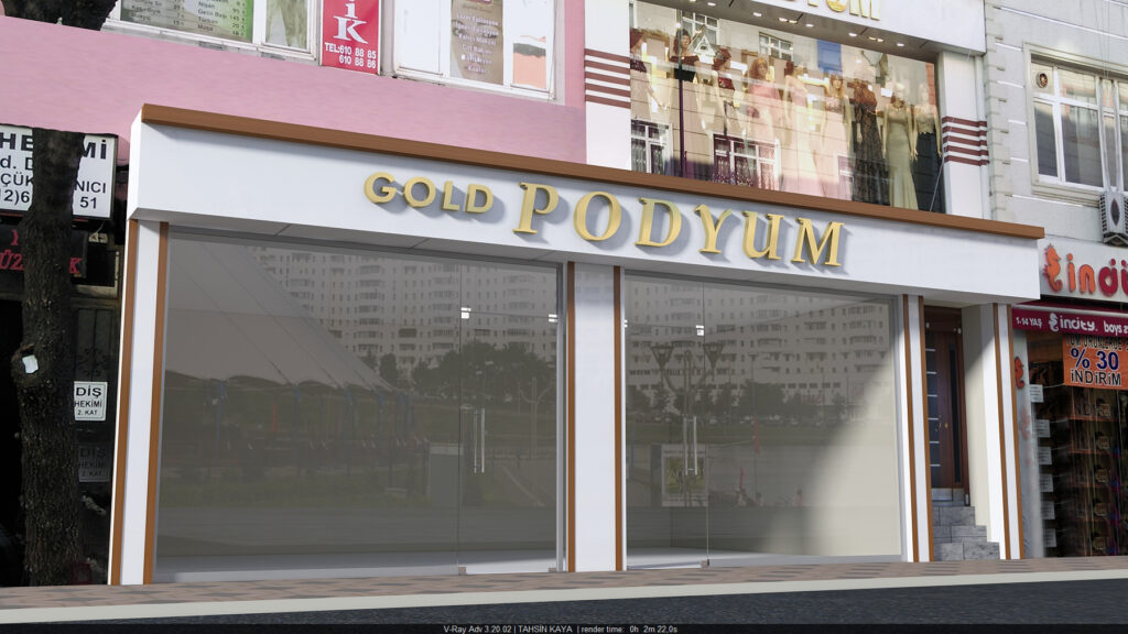 Dekoratif altın şeritli cephe kaplama – Esenler Podyum Giyim