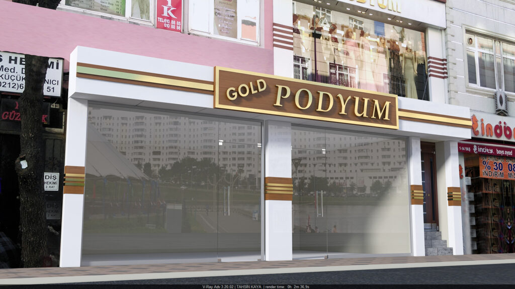 Altın detaylı tabela ve kompozit kaplama uyumu