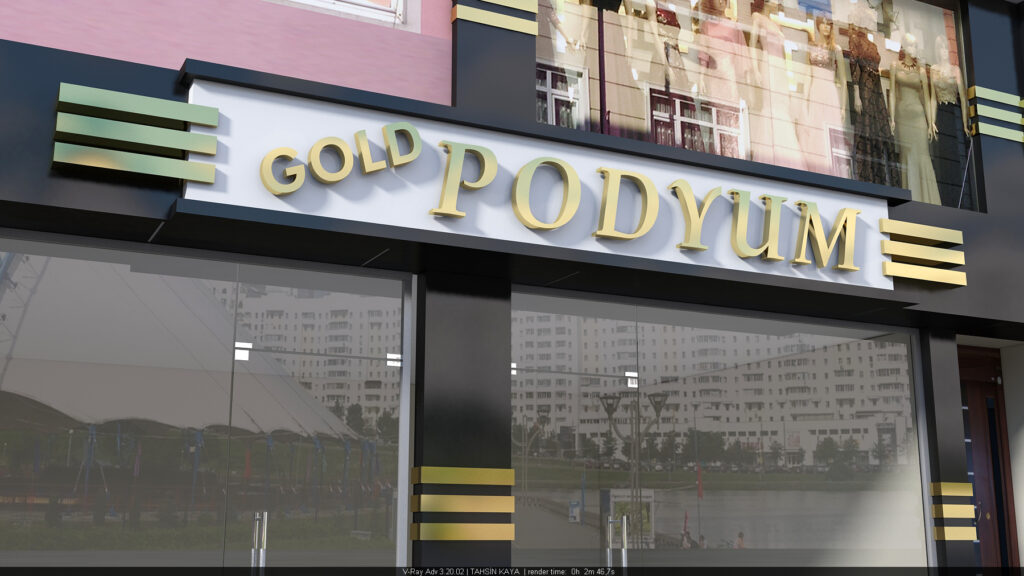 Esenler Podyum Giyim mağazası ışıklı tabela detayı