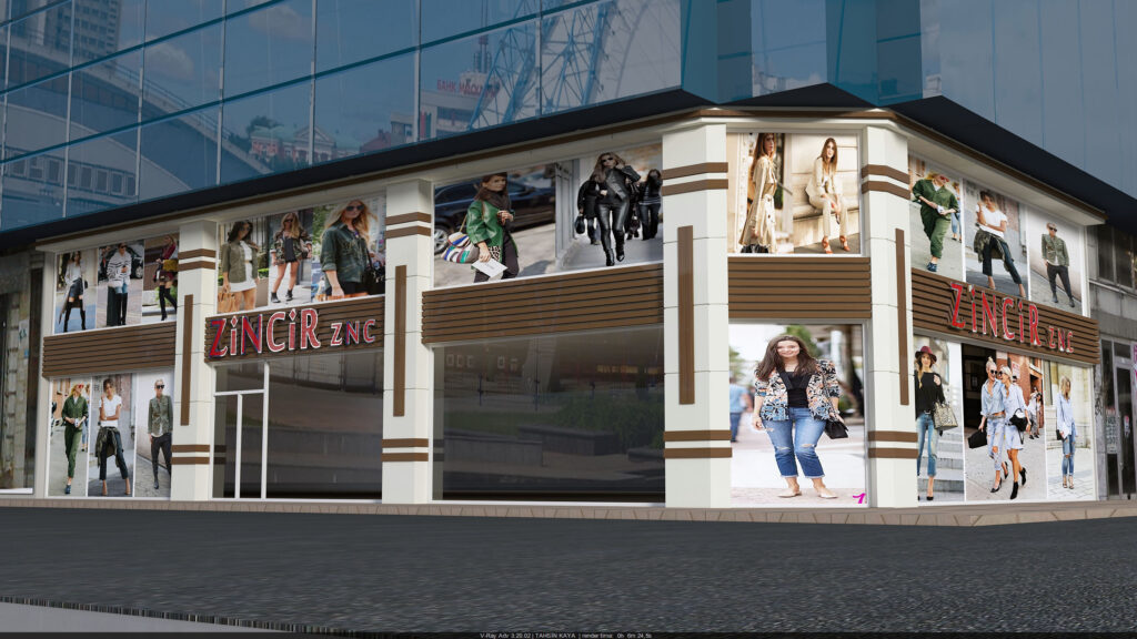 Zincir Giyim Batman için hazırlanan şık ve prestijli cephe tasarımı