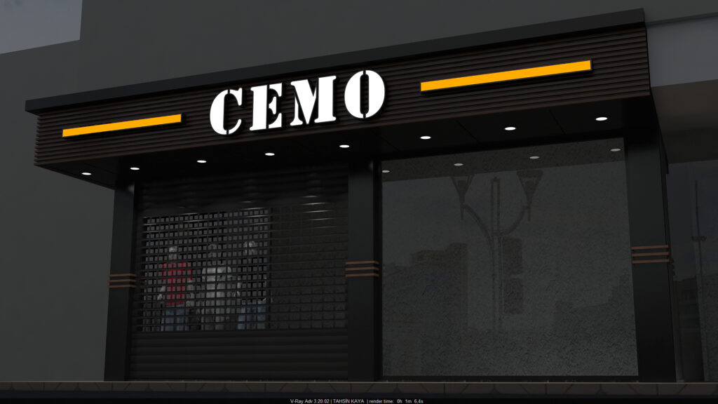 Lensli su yalıtımlı LED aydınlatmalı ışıklı tabela gece görünümü