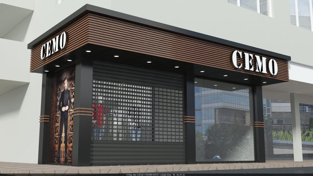 Dekoratif ahşap görünümlü alüminyum kutu profiller ile hazırlanmış cephe tasarımı