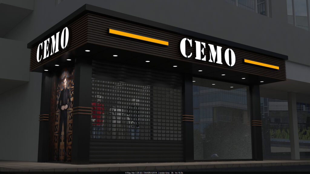 CEMO mağazası tabela montajı sonrası genel görünüm, Bilecik uygulaması