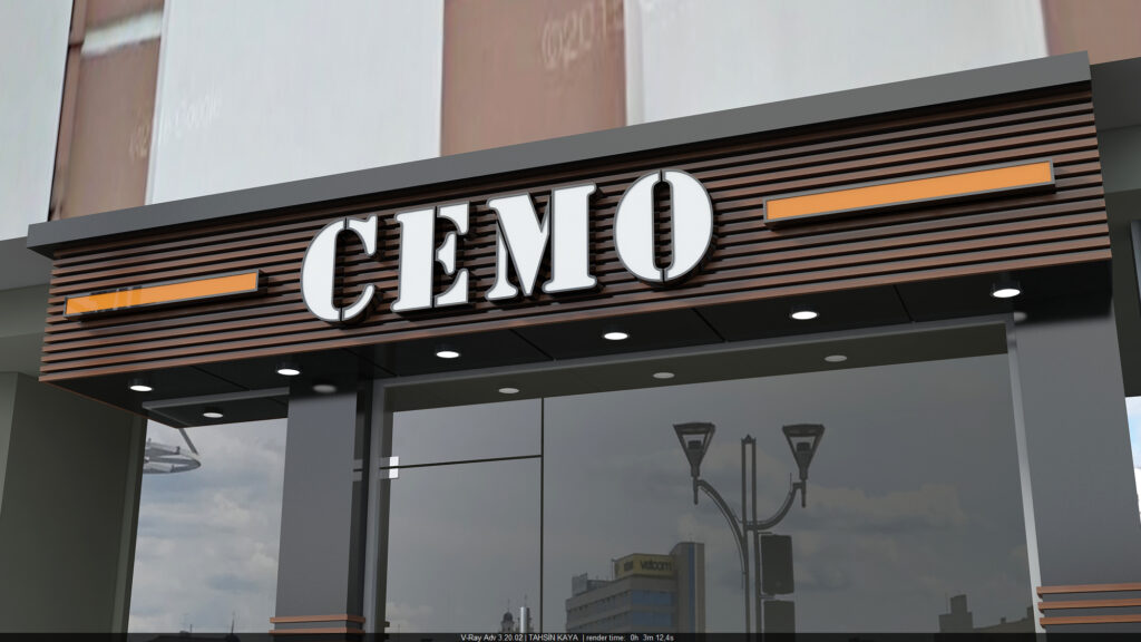 Ahşap desenli kutu profil detaylı cephe kaplama – Gaziantep Cemo Giyim