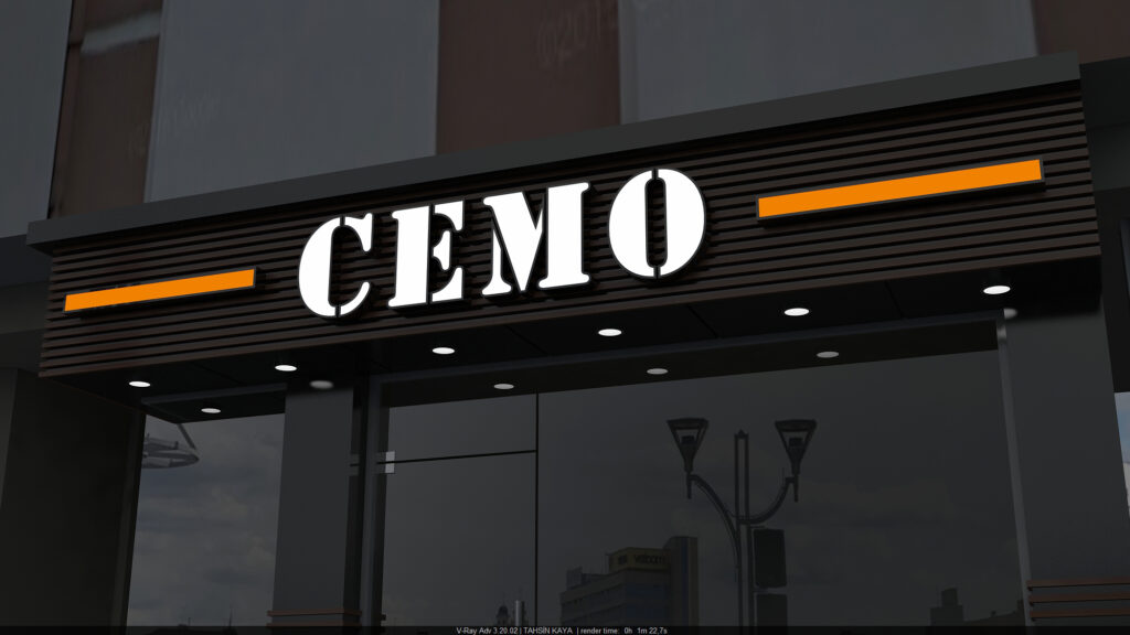 Gaziantep Cemo Giyim için modern dış cephe ve ışıklı tabela uygulaması