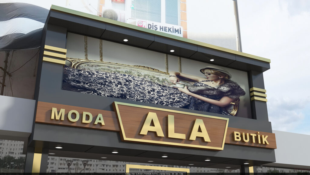 Şık ve modern cephe uygulaması – Moda Ala Butik mağazası
