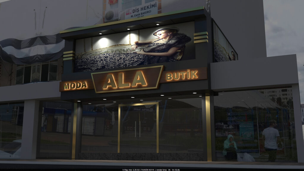 Bahçelievler Moda Ala Butik geniş vitrin cephe tasarımı