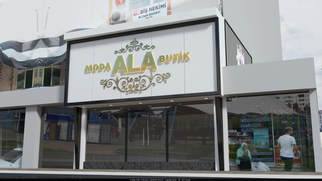 Çiçek desenli tabela panosu ve mor harf detayları