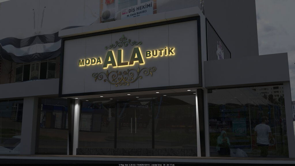 Moda Ala Butik Bahçelievler mağaza dış cephe ve tabela çalışması